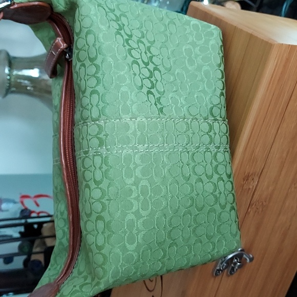RARE Coach Signature Mini C GREEN Canvas Bag, EUG - Picture 6 of 14